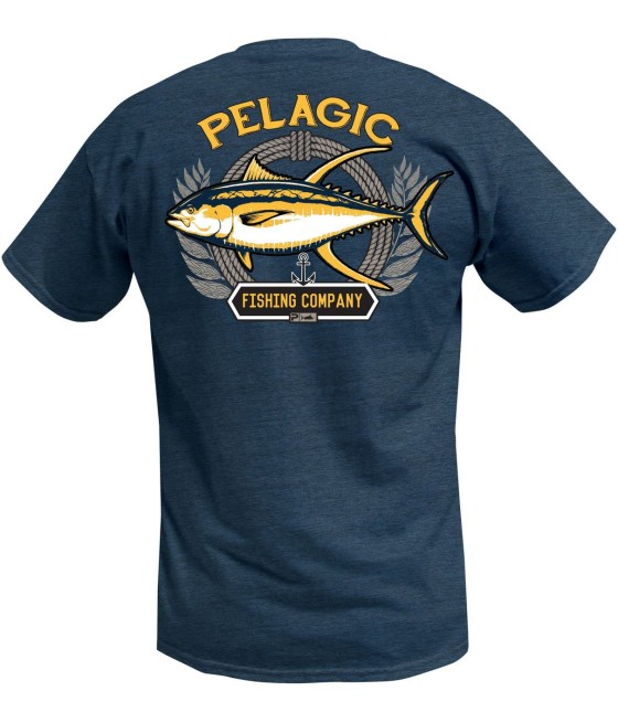 PELAGIC T-SHIRT PATRIOT TUNA FISHING HEATHER NAVY